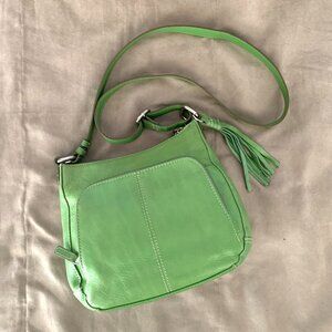 VINTAGE St John's Bay Lime Green Leather Crossbody/Shoulder Bag Purse